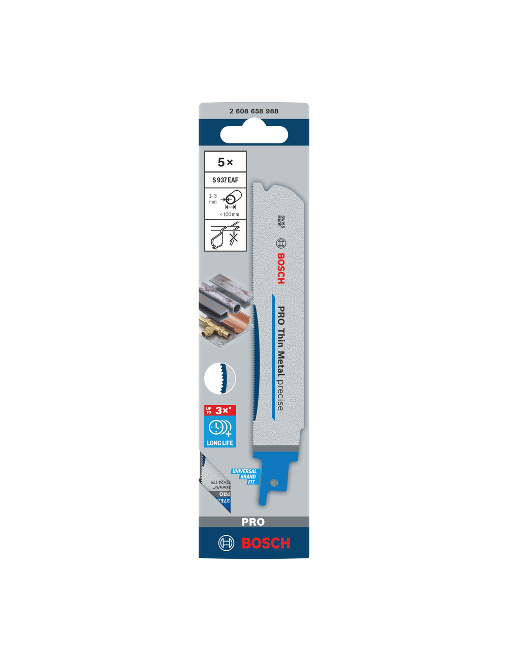 BOSCH BRZESZCZOT DO PIŁY SZABLASTEJ PRO THIN METAL PRECISE S937EAF 1,1 x 25 x 150mm  5szt.