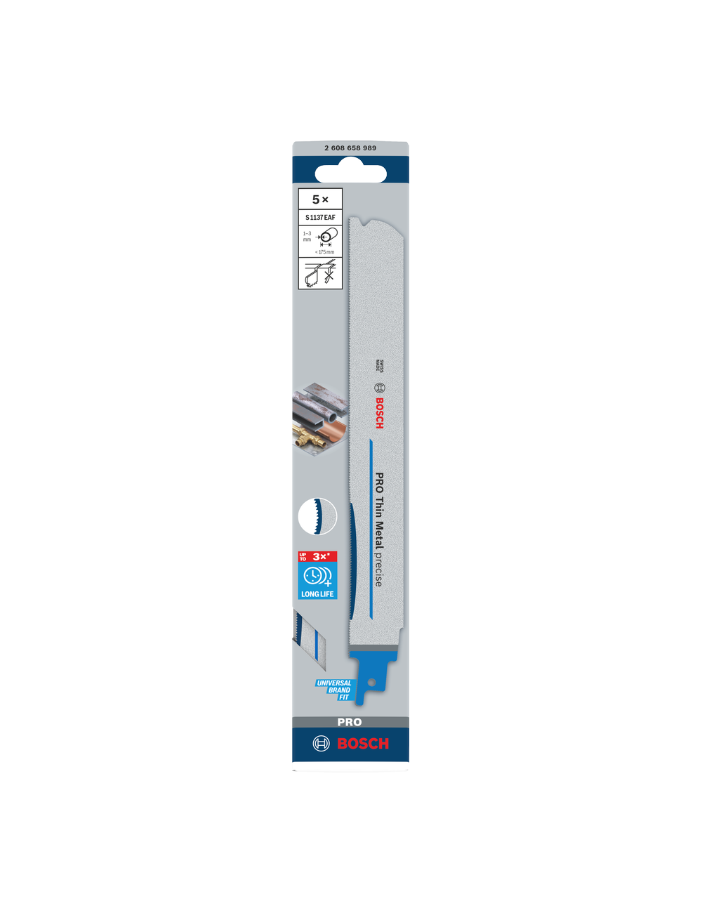 BOSCH BRZESZCZOT DO PIŁY SZABLASTEJ PRO THIN METAL PRECISE S1137EAF 1,1 x 25 x 225mm  5szt.
