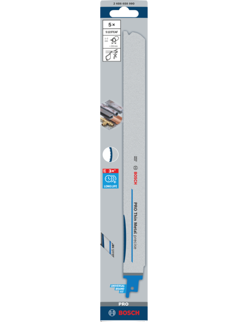 BOSCH BRZESZCZOT DO PIŁY SZABLASTEJ PRO THIN METAL PRECISE S1237EAF 1,1 x 25 x 300mm  5szt.