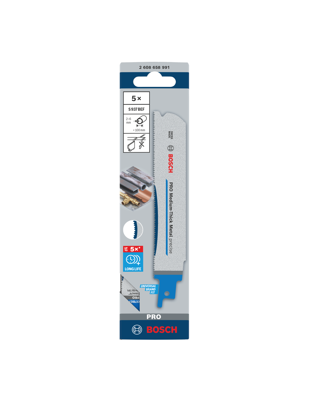 BOSCH BRZESZCZOT DO PIŁY SZABLASTEJ PRO MEDIUM-THICK METAL PRECISE S937BEF 1,1 x 25 x 150mm  5szt.