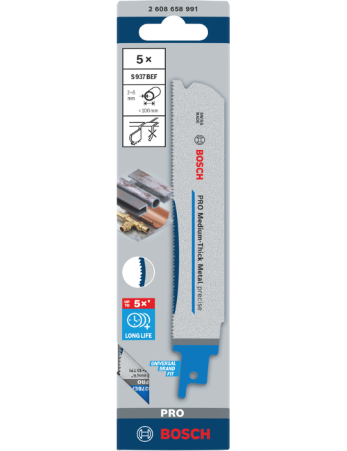 BOSCH BRZESZCZOT DO PIŁY SZABLASTEJ PRO MEDIUM-THICK METAL PRECISE S937BEF 1,1 x 25 x 150mm  5szt.