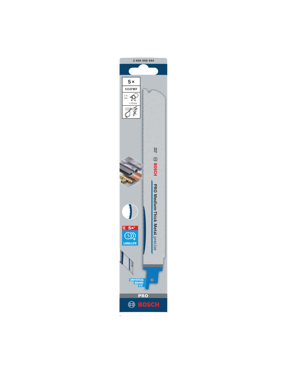 BOSCH BRZESZCZOT DO PIŁY SZABLASTEJ PRO MEDIUM-THICK METAL PRECISE S1137BEF 1,1 x 25 x 225mm  5szt.