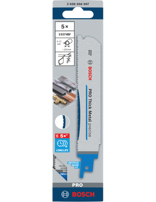 BOSCH BRZESZCZOT DO PIŁY SZABLASTEJ PRO THICK METAL PRECISE S937HBF 1,1 x 25 x 150mm  5szt.