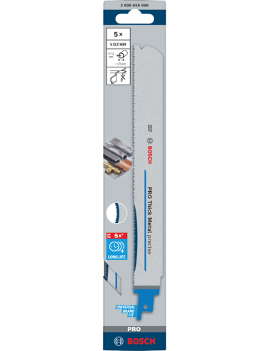 BOSCH BRZESZCZOT DO PIŁY SZABLASTEJ PRO THICK METAL PRECISE S1137HBF 1,1 x 25 x 225mm  5szt.