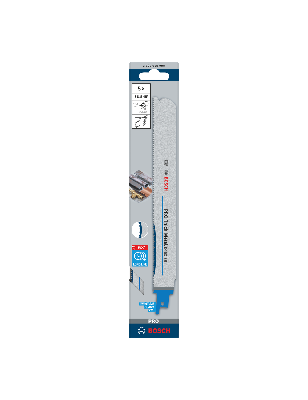 BOSCH BRZESZCZOT DO PIŁY SZABLASTEJ PRO THICK METAL PRECISE S1137HBF 1,1 x 25 x 225mm  5szt.