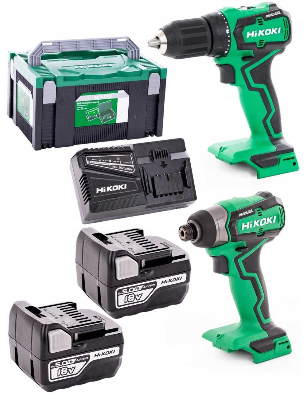 HIKOKI ZESTAW ZAKRĘTARKA UDAROWA + WIERTARKO WKRĘTARKA 18V KC18DD WBZ (DV18DD + WH18DD) 2x5,0Ah HSC