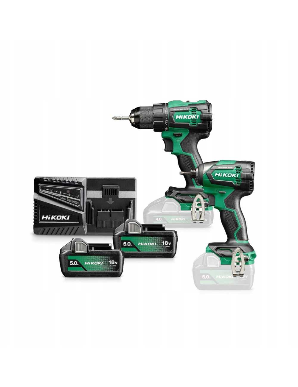 HIKOKI ZESTAW WIERTARKO- WKRĘTARKA + WKRĘTARKA UDAROWA 18V KC18DE WBZ (DS18DE + WH18DE) 2x5,0Ah HSC