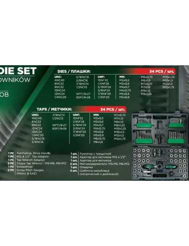 ROCKFORCE GWINTOWNIK I+ NARZYNKI ZESTAW 76 elementów M3-M12