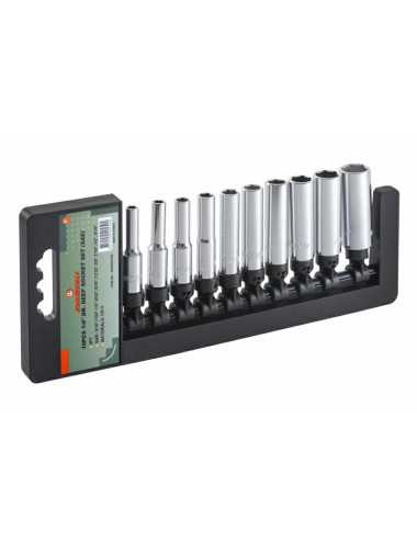 JONNESWAY KOMPLET NASADEK CALOWYCH DŁUGICH 10 elementów (1 4" 6-KĄT)  S05HD2210S