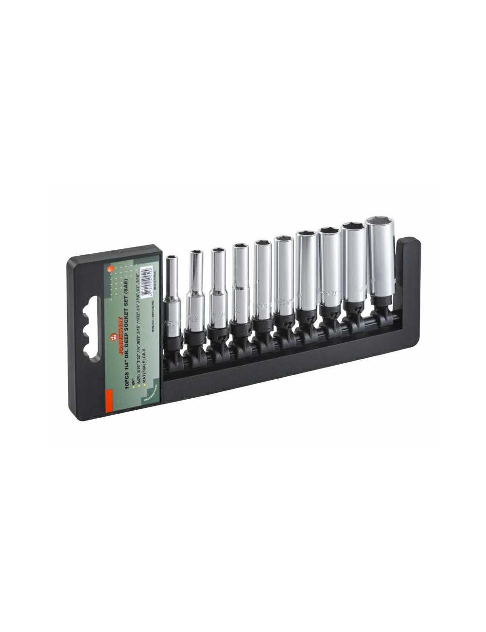 JONNESWAY KOMPLET NASADEK CALOWYCH DŁUGICH 10 elementów (1 4" 6-KĄT)  S05HD2210S