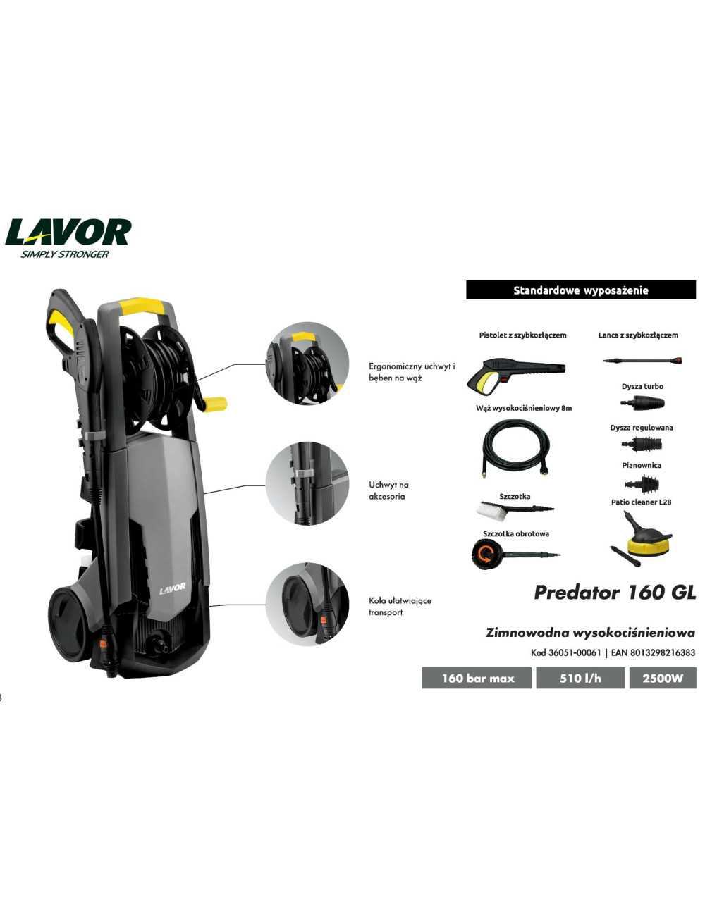 LAVOR MYJKA PREDATOR 160 2500W 160BAR + PATIO
