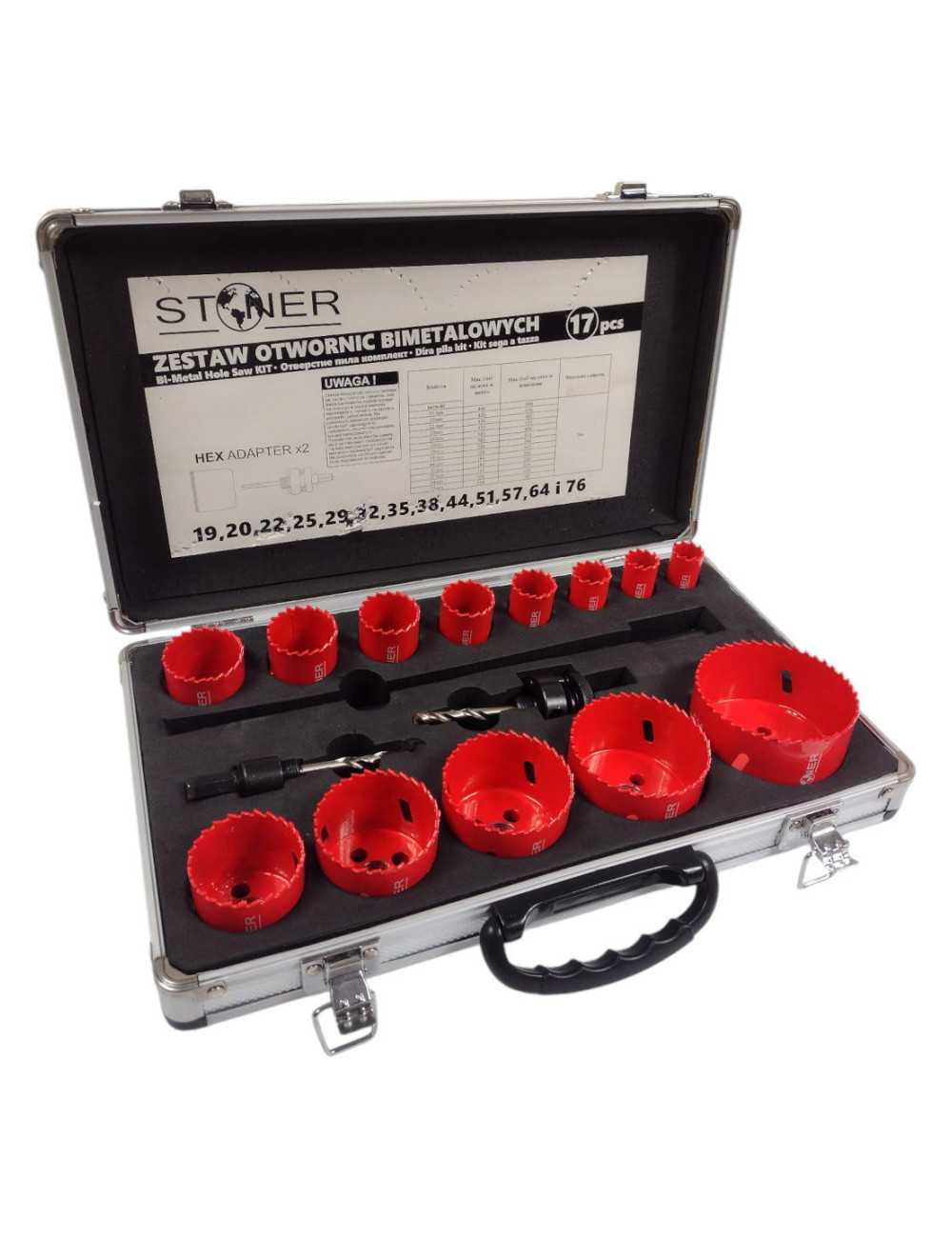 OTWORNICA BI-METAL 17szt STONER WALIZKA ALUMINIOWA