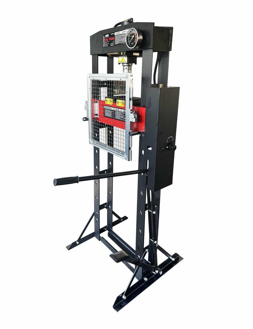 AWTOOLS PRASA HYDRAULICZNA Z MANOMETREM 30T PROFESIONALNA Z PEDAŁEM I OSŁONĄ  BLACK LINE