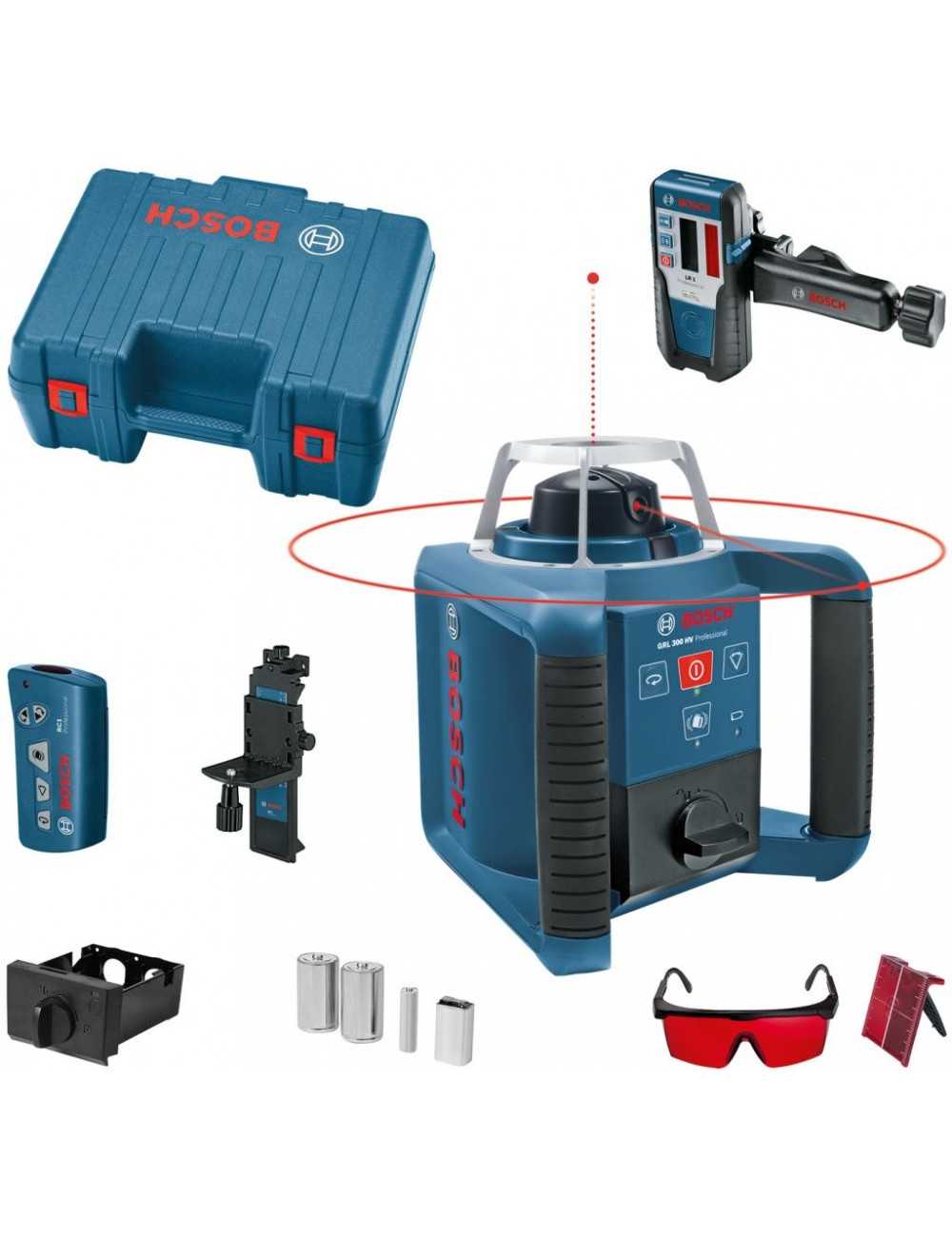BOSCH LASER OBROTOWY GRL 300 HV + PILOT RC 1 + STATYW BT 170 HD + ŁATA GR240 + AKUMULATORKI + ŁADOWARKA