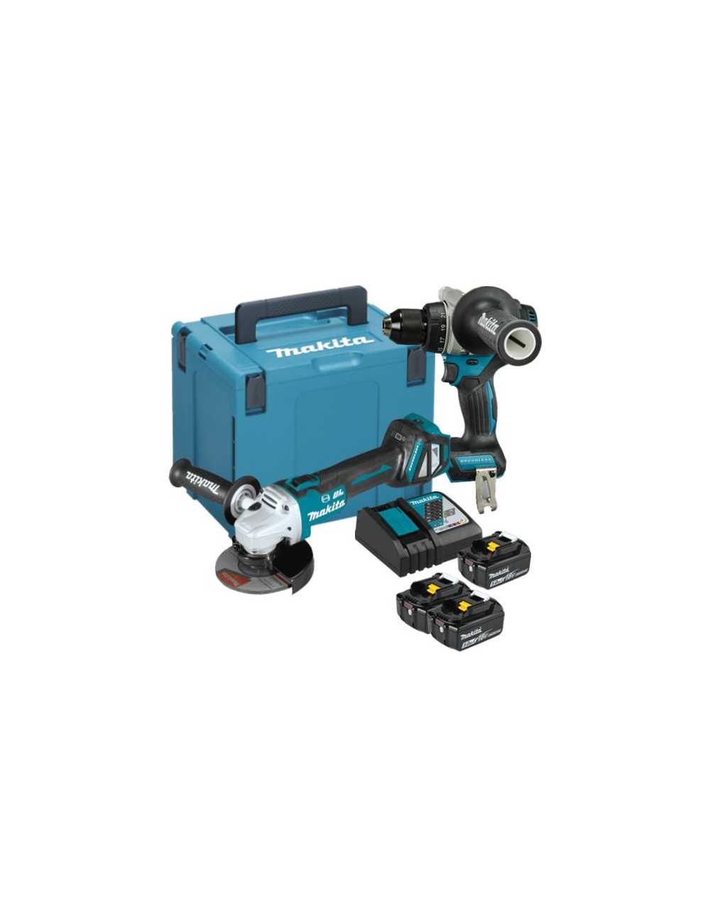 MAKITA ZESTAW COMBO WIERTARKO- WKRĘTARKA + SZLIFIERKA KĄTOWA 18V DLX2544TJ (DDF492 + DGA513) 3x5,0 MAKPAC