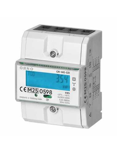 ORNO 3 fazowy licznik energii elektrycznej, 80A, MID, 3 moduły, DIN TH-35mm