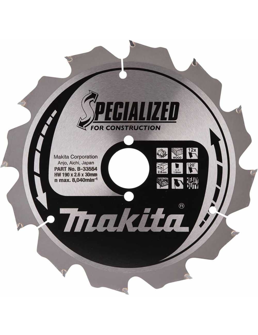 MAKITA PIŁA TARCZOWA  190x30x12z SPECJALIZED DREWNO