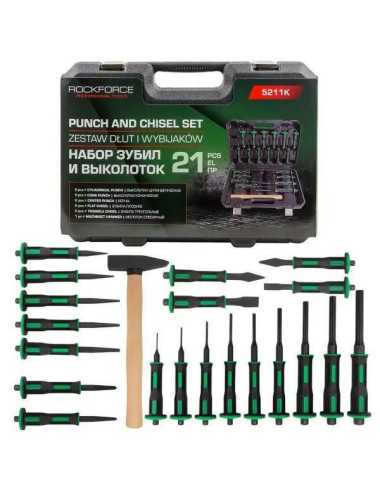 ROCKFORCE WYBIJAKI + DŁUTA ZESTAW 21szt.