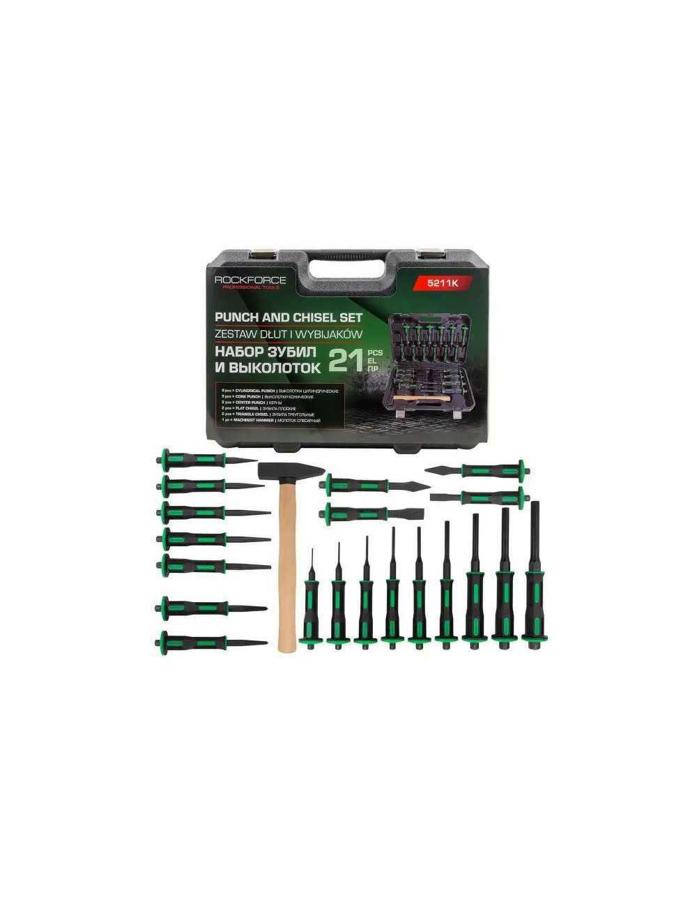 ROCKFORCE WYBIJAKI + DŁUTA ZESTAW 21szt.