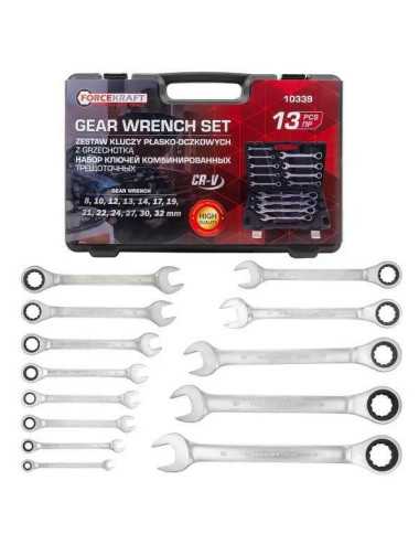 KLUCZ PŁASKO-OCZKOWY Z GRZECHOTKĄ ZESTAW 13szt. FORCEKRAFT