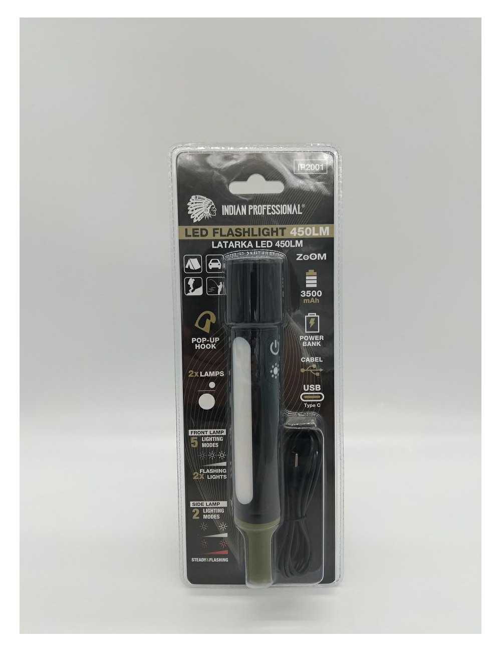 LATARKA LED FLASHLIGHT SZPERACZ 450LM POWER BANK 3500mAh PREMIUM INDIAN PROFESSIONAL