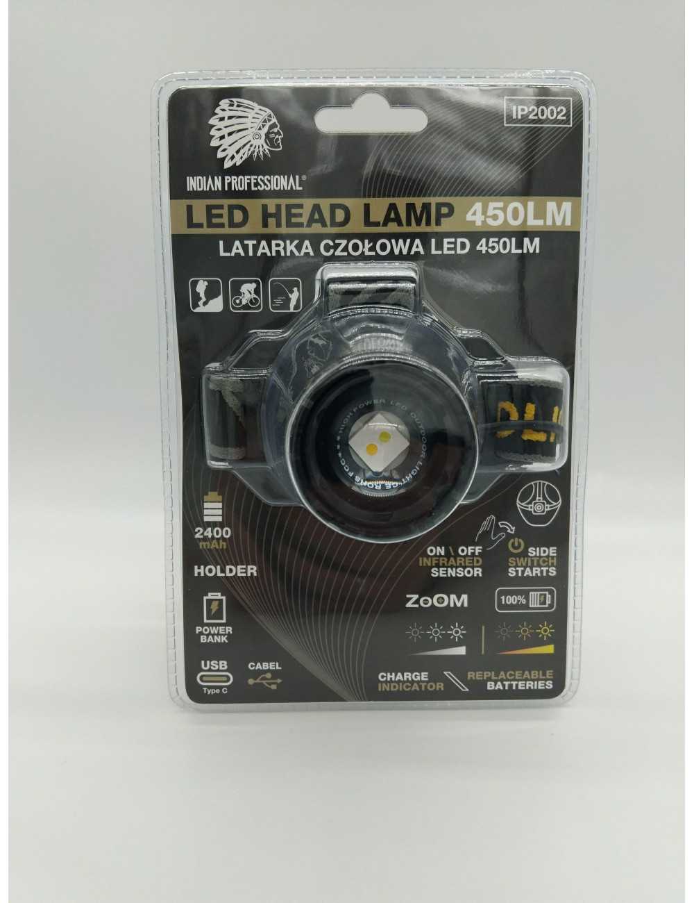 LATARKA LED CZOŁOWA  450LM POWER BANK 2400mAh PREMIUM INDIAN PROFESSIONAL