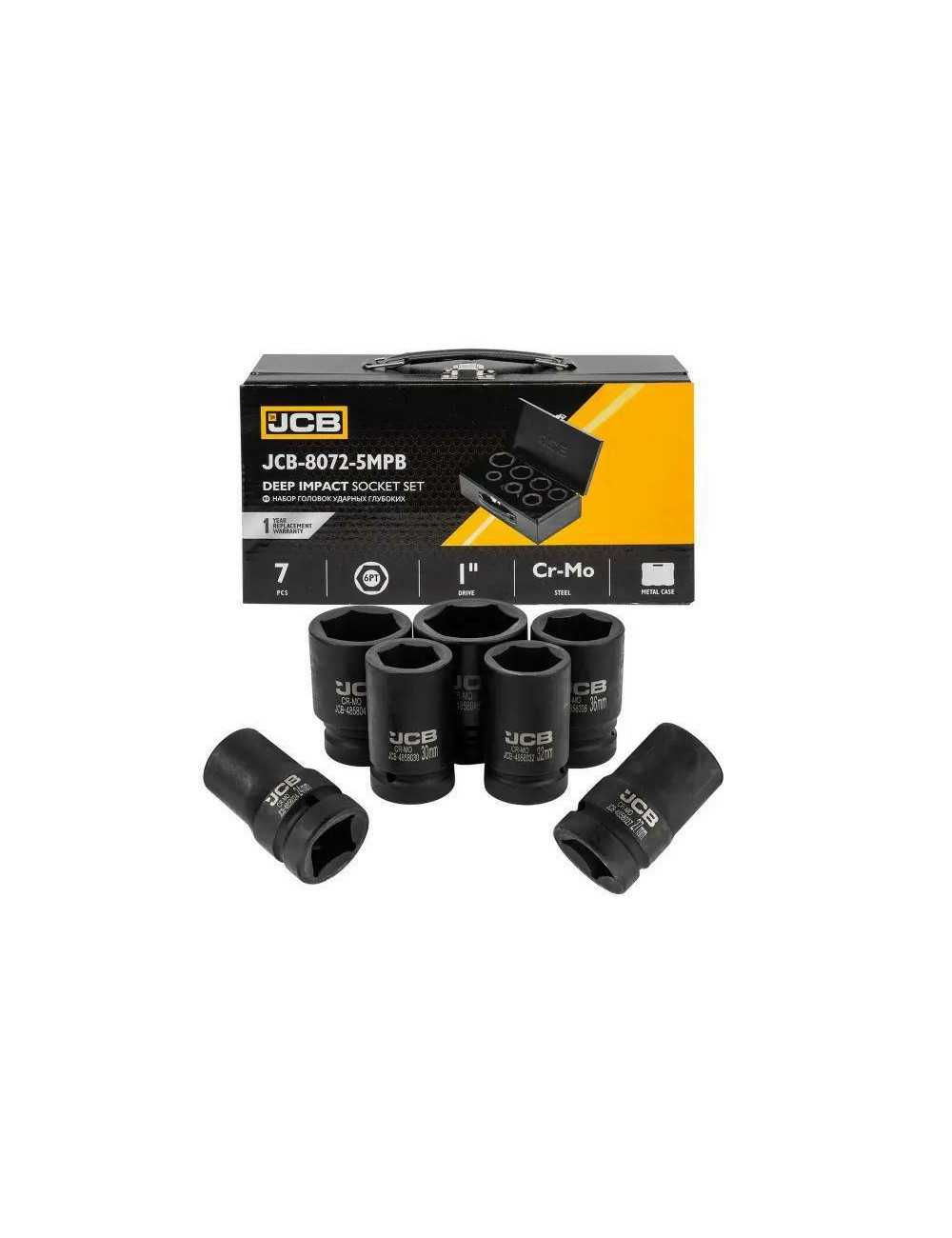 JCB NASADKI UDAROWE DŁUGIE ZESTAW  7 ELEMENTÓW 1"  6-KĄTNE 24-46mm