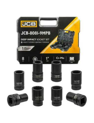 JCB NASADKI UDAROWE DŁUGIE ZESTAW  8 ELEMENTÓW 1" 12-KĄTNE  22-41mm