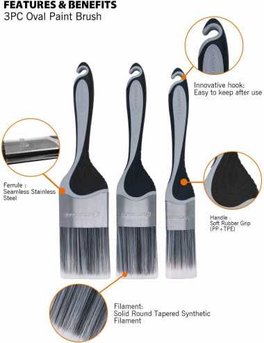 ROLLINGDOG ZESTAW PĘDZLI OWALNYCH 3szt.  MALAMUTE