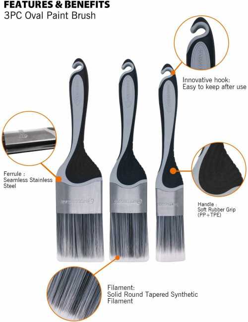 ROLLINGDOG ZESTAW PĘDZLI OWALNYCH 3szt.  MALAMUTE