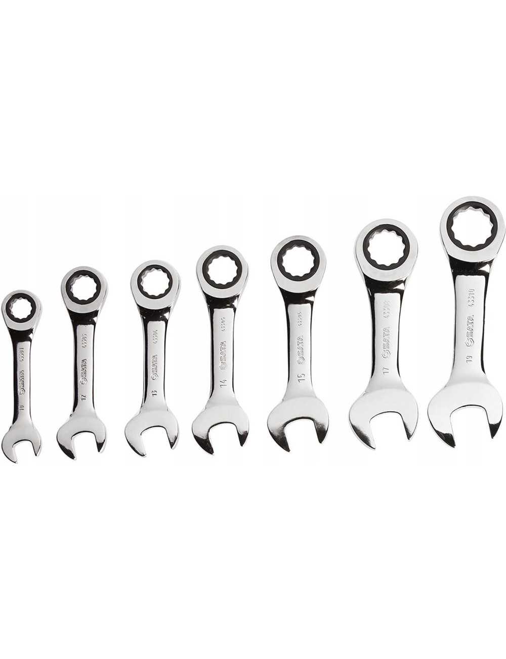 SATA ZESTAW KLUCZY PŁASKO-OCZKOWYCH KRÓTKICH Z GRZECHOTKĄ 7 ELEMENTÓW