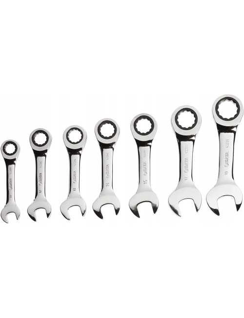 SATA ZESTAW KLUCZY PŁASKO-OCZKOWYCH KRÓTKICH Z GRZECHOTKĄ 7 ELEMENTÓW