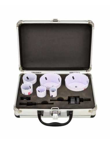 AWTOOLS KOMPLET OTWORNIC BIMETALOWYCH W WMETALOWEJ WALIZCE  8 ELEMENTÓW 22-73mm BLACK LINE