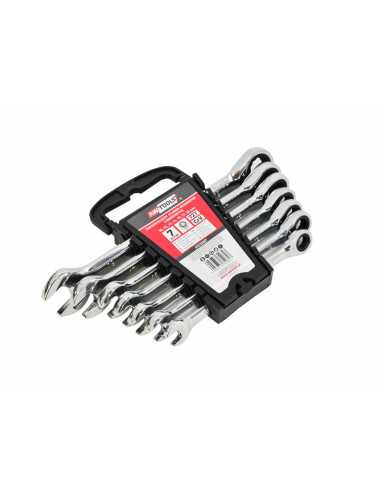AWTOOLS KLUCZE PŁASKO-OCZKOWE Z GRZECHOTKĄ KOMPLET 6 szt. 8-19mm Z PRZEŁĄCZNIKIEM