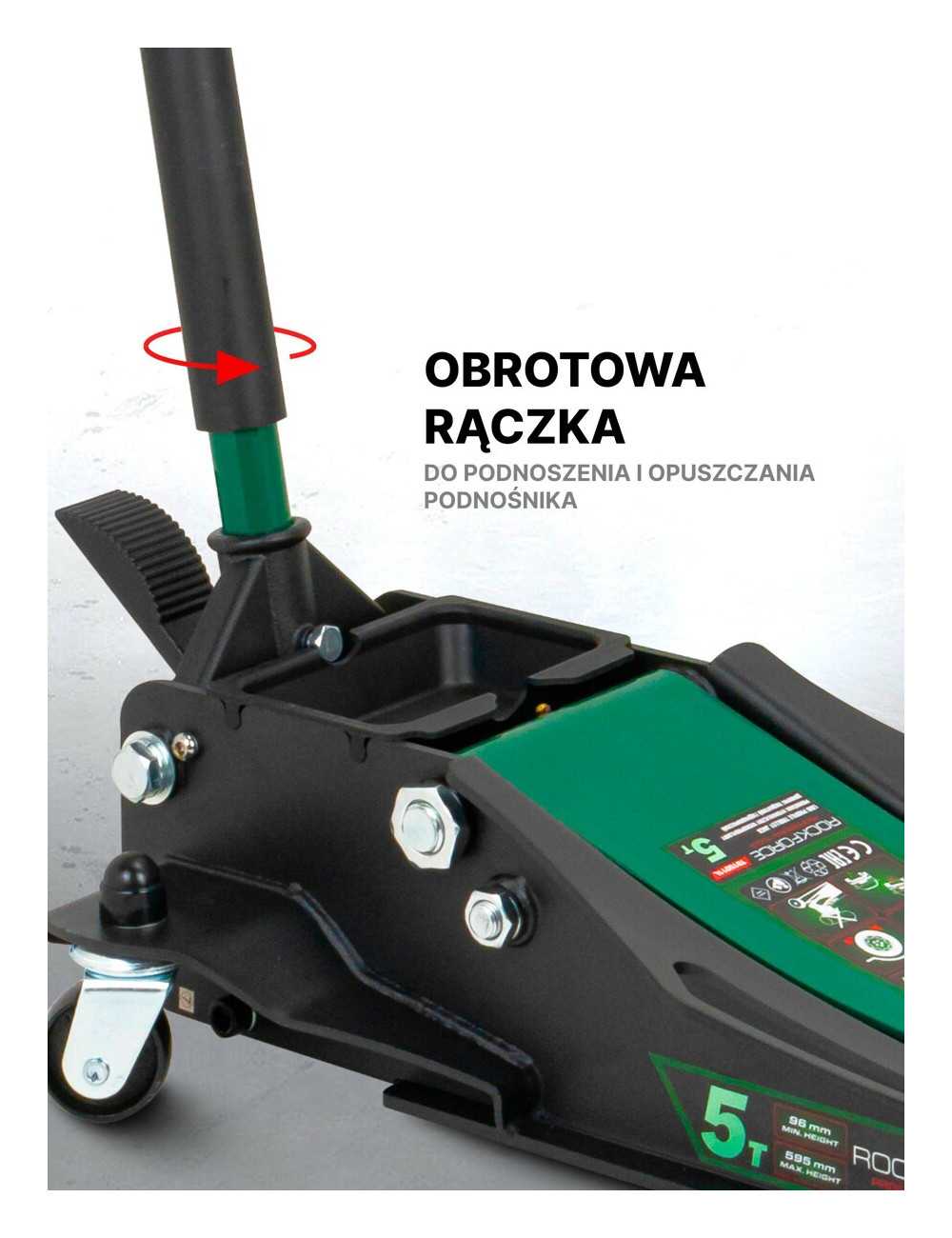 ROCKFORCE DŹWIGNIK "ŻABA" 5T  96-595mm NISKI PROFIL