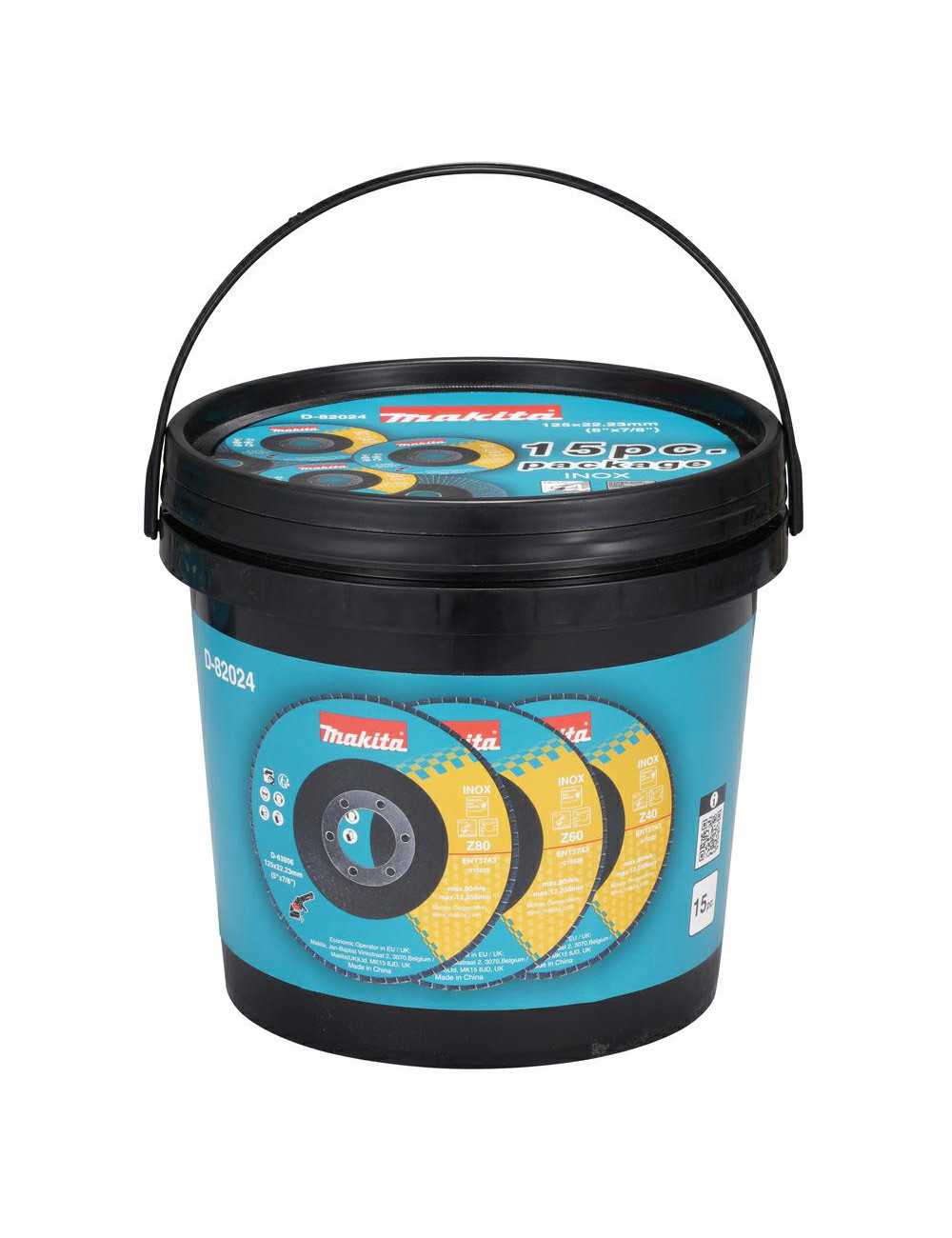 MAKITA ŚCIERNICA LISTKOWA ZESTAW 15szt P40 P60 P80 WIADERKO