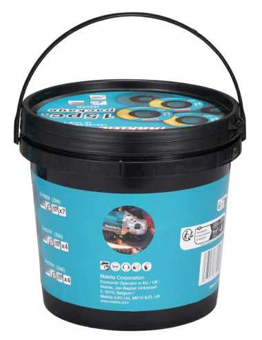 MAKITA ŚCIERNICA LISTKOWA ZESTAW 15szt P40 P60 P80 WIADERKO