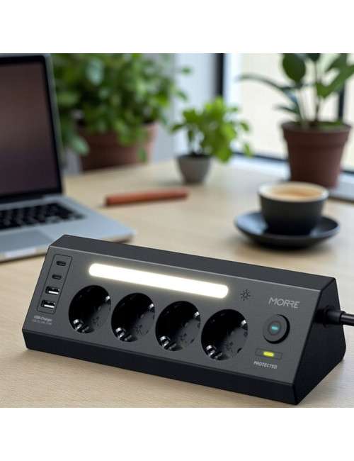 TIROSS MORRE LISTWA ZASILAJĄCA NAROŻNA 4G 2xUSB 2xUSB K. CZARNY