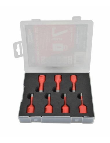 AWTOOLS ZESTAW KORON DO GRESU kpl.7szt. (2x6mm, 8, 10,12,14mm) W KUFRZE DO PRACY NA SUCHO Z WOSKIEM