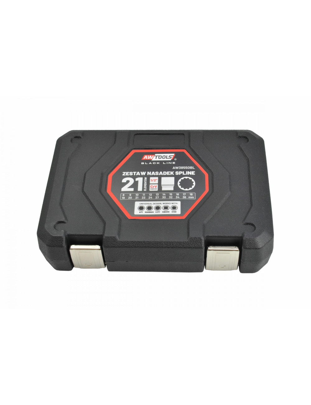 AWTOOLS ZESTAW NASADEK SPLINE 21el. 12-KĄT. BLACK LINE