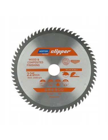 NORTON PIŁA TARCZOWA 225mm x 30mm x 64z DREWNO I KOMPOZYTY ATB (2,6 / 1,6)