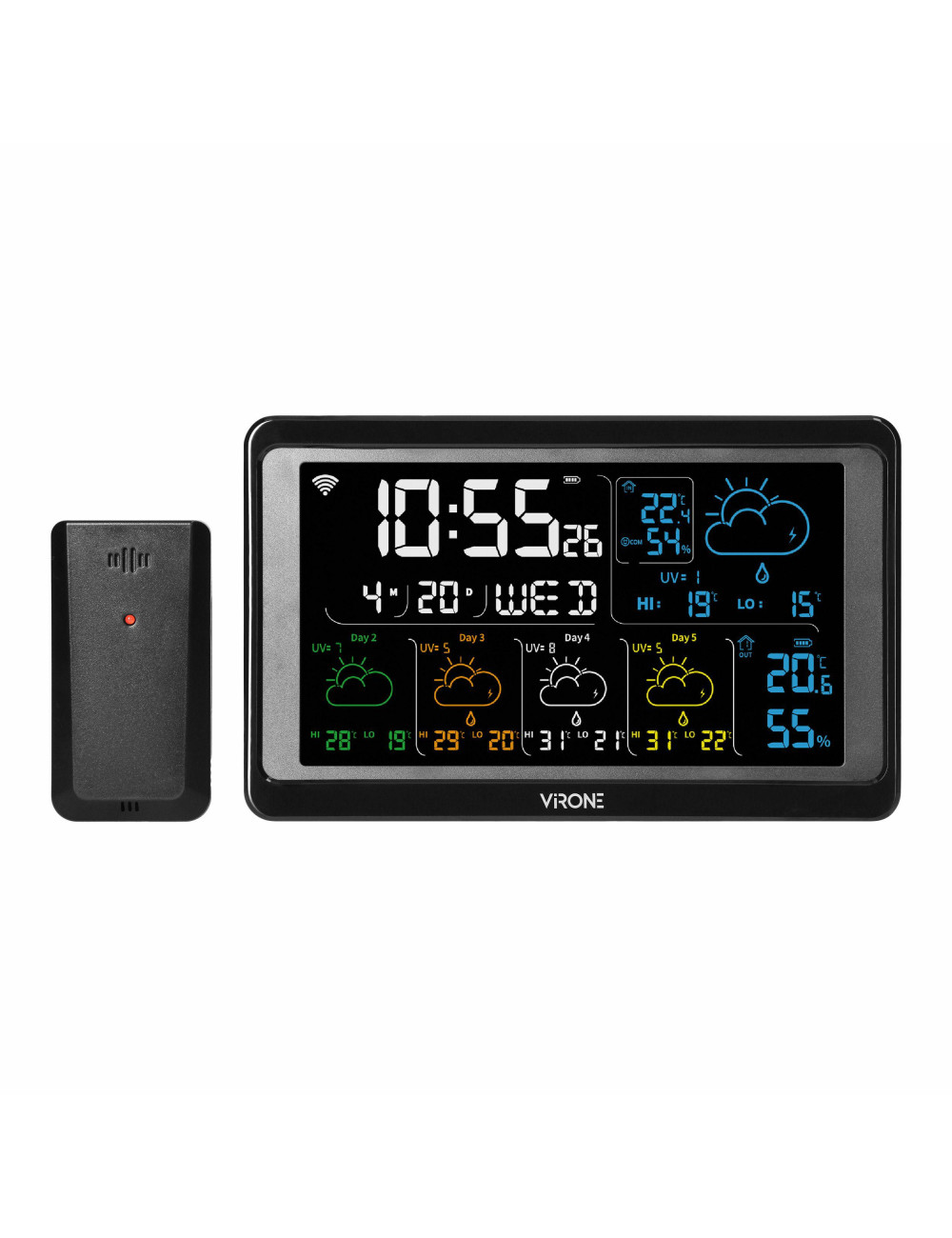 ORNO STACJA POGODOWA BEZPRZEWODOWA, WI-FI, TEMP, WILG, LCD, CZARNA