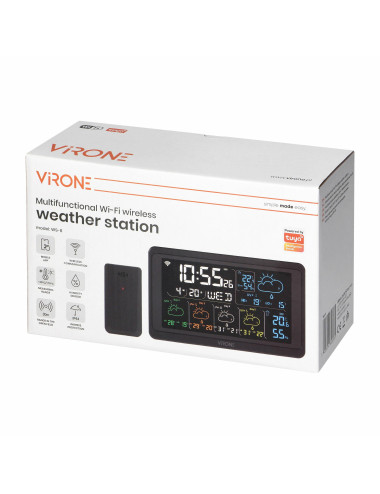 ORNO STACJA POGODOWA BEZPRZEWODOWA, WI-FI, TEMP, WILG, LCD, CZARNA