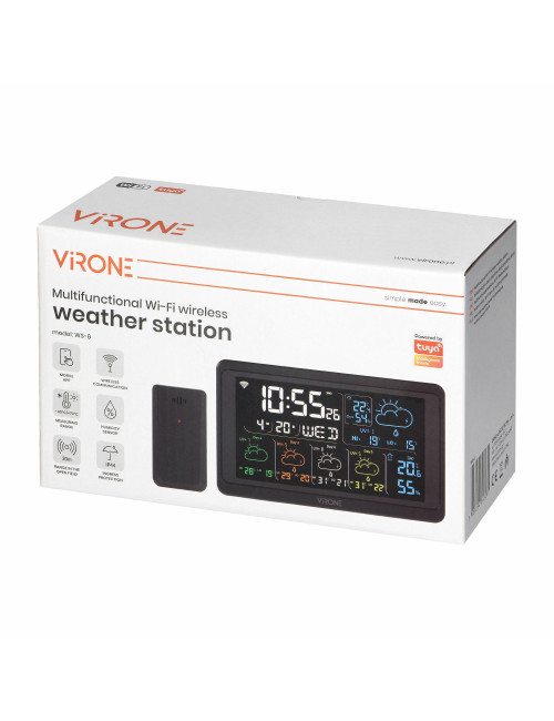 ORNO STACJA POGODOWA BEZPRZEWODOWA, WI-FI, TEMP, WILG, LCD, CZARNA
