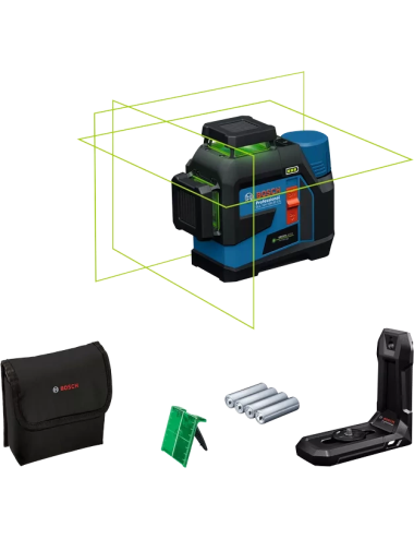 BOSCH LASER PŁASZCZYZNOWY GLL 12V-100-33 CG ZIELONY + UCHWYT LB 10 + ADAPTER AA 1