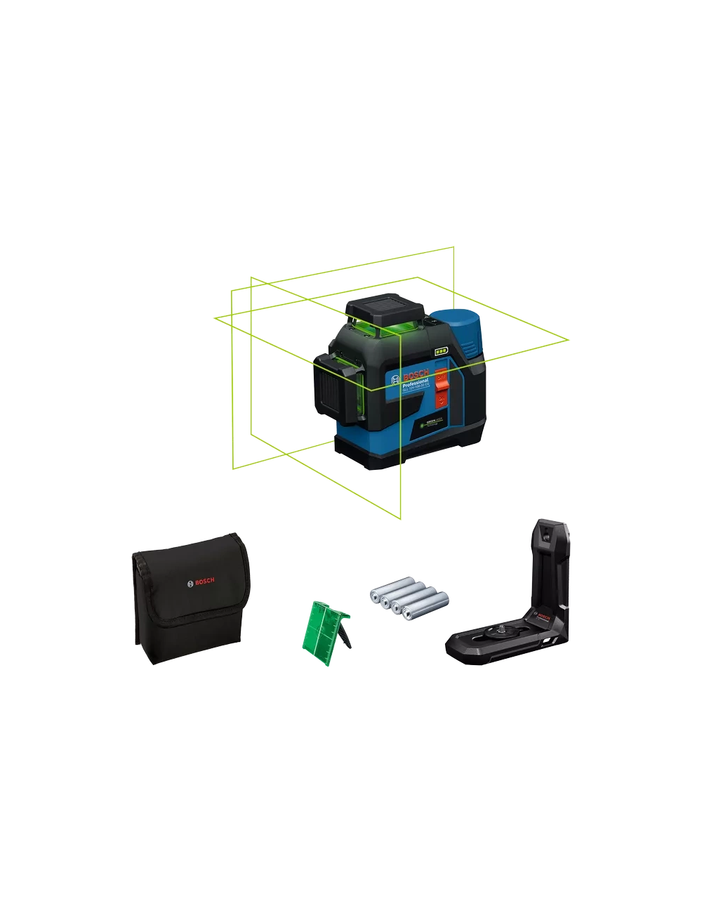 BOSCH LASER PŁASZCZYZNOWY GLL 12V-100-33 CG ZIELONY + UCHWYT LB 10 + ADAPTER AA 1