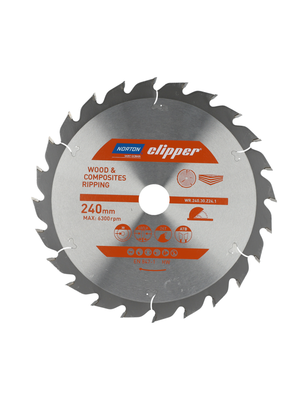 NORTON PIŁA TARCZOWA 240mm x 30mm x 24z DREWNO I KOMPOZYTY ATB (3,0 / 2,0)