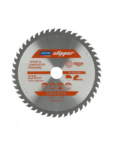 NORTON PIŁA TARCZOWA 225mm x 30mm x 48z DREWNO I KOMPOZYTY ATB (2,8 / 1,8)