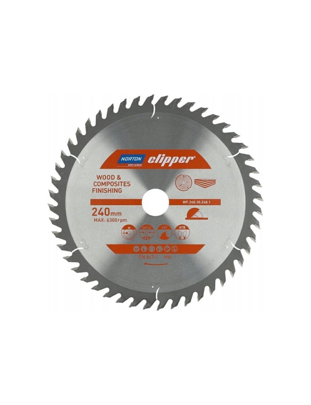 NORTON PIŁA TARCZOWA 240mm x 30mm x 48z DREWNO I KOMPOZYTY ATB (3,0 / 2,0)