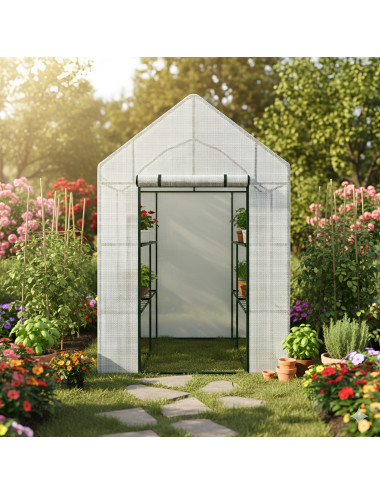 AWTOOLS SZKLARNIA OGRODOWA BIAŁA 143x143x195cm